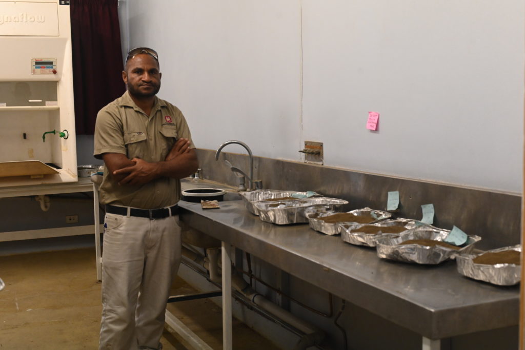 Peter Topas, MSc student preparing his soil samples for analysis.